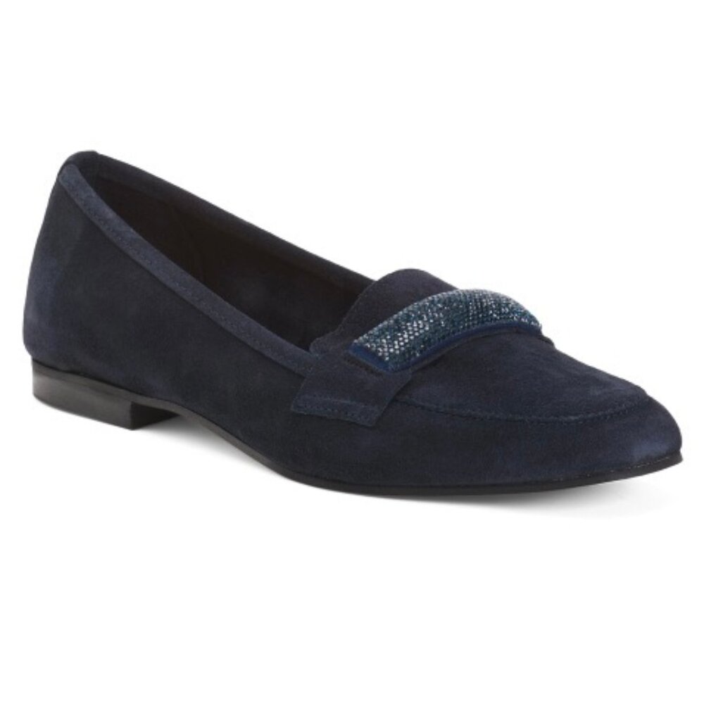 Fabianelli Suede Moccasins With Rhinestones Made In Italy